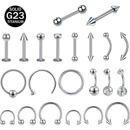 ZS 1 PC Titanium Steel Nose Hoop Septum Clicker Piercings Belly Ring 16g Lip Labret Rings Ear Cartilage Tragus Piercing Jewelry