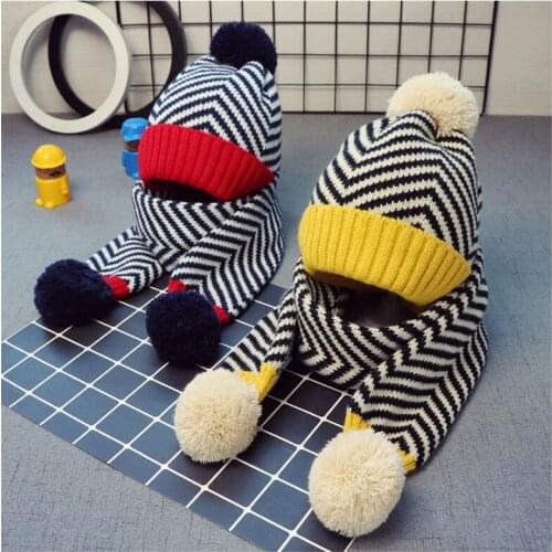 New Baby Hat Scarf Suit Kid Hat Scarf Set Warm Caps Soft Hat Scarf For Girls Boys Elastic Bonnet Autumn Winter
