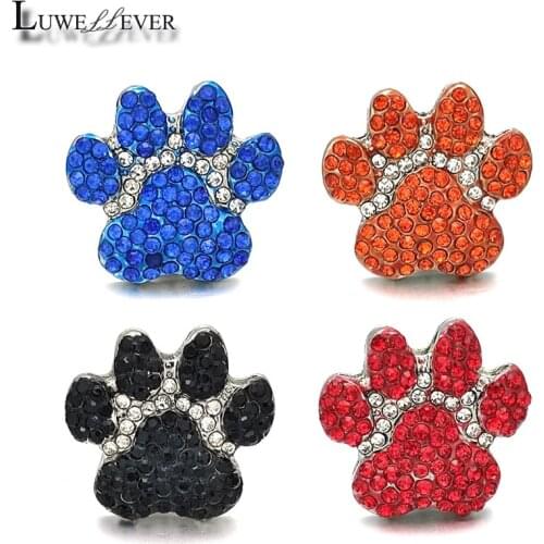 Component w465 Animal Paw Print Crystal 18mm Metal Snap Button For Bracelet Necklace Interchangeable Jewelry Accessorie Findings