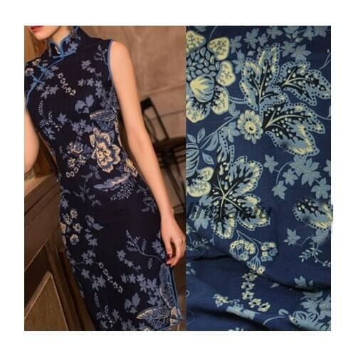 Linen cheongsam fabric, vintage linen cotton and linen clothing fabric