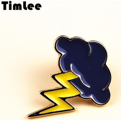 Timlee X246 Cartoon Lightning Dark Clouds Metal Brooch Pins Gift Wholesale