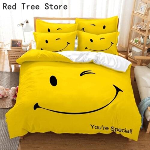 Smiling Face Lovely Bedding Set Kids Duvet Cover Set 3d Digital Printing Bed Linen Single Double Twin Full Home Decor Drop Ship