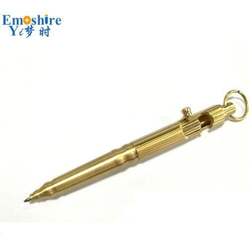 Fashion Brass Pen Retro Bronze Bolt Tactical Defense Pen Hanging Ring EDC Ourtdoor Defensive Supplies Metal Ballpoint Pens P328