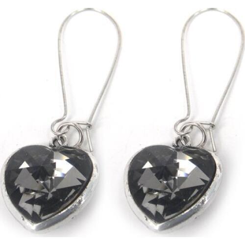 MOODPC Free Shipping new arrival black crystal glass heart women fashion ladies elegant drop Earring