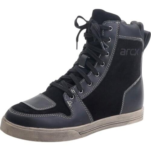 ARCX Motorcycle Boots Vintage Leather Men Moto Boots Waterproof Motorcycle Shoes Botas Moto Four Seasons Motocross Boots Black