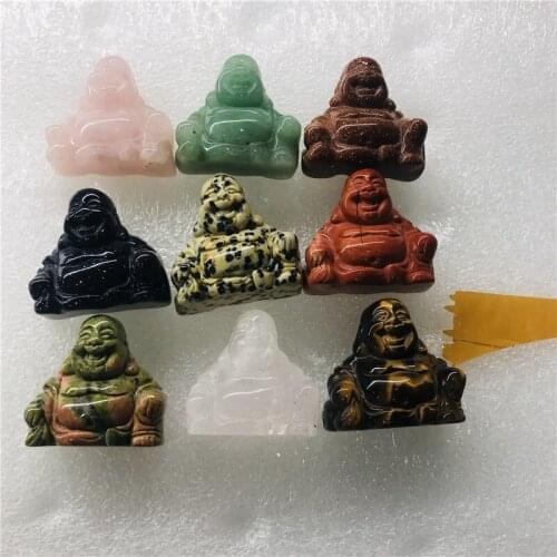 Natural Crystal Maitreya Buddha Crafts Happy Laughing Buddhas Pocket Statue Wealth Luck Feng Shui Home Decoration
