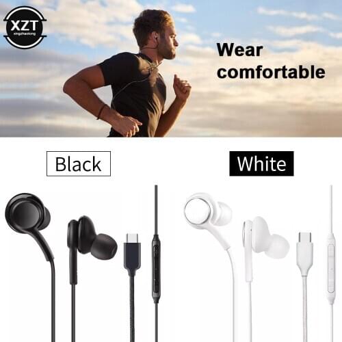 For Samsung Type C Earphone USB-C Jack Headset Earpiece Mic Volume Control In-ear Wired for Galaxy A8S Note 10 for Huawei