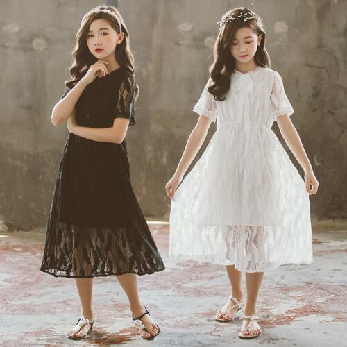 2020 Summer New Kids Girls Lace Princess Dress Korean Teenager Girls Sweet Long Style Dresses Children Party Clothing, #8899