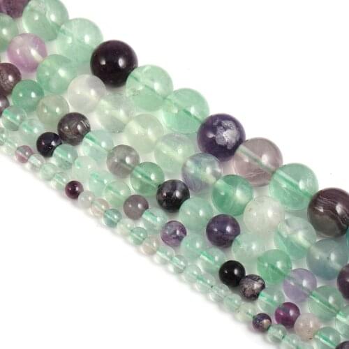 Wholesale Natural Stone Colorful Fluorite Beaded Round Loose Beads Strand 15'' for DIY Charms Necklace Bracelet Jewelry Making