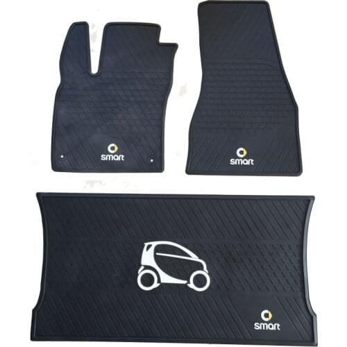 Custom Rubber Car Floor Mats Boot Mats for SMART Brabus FORTWO 453 No Odor Waterproof Trunk Carpets 2 Seats