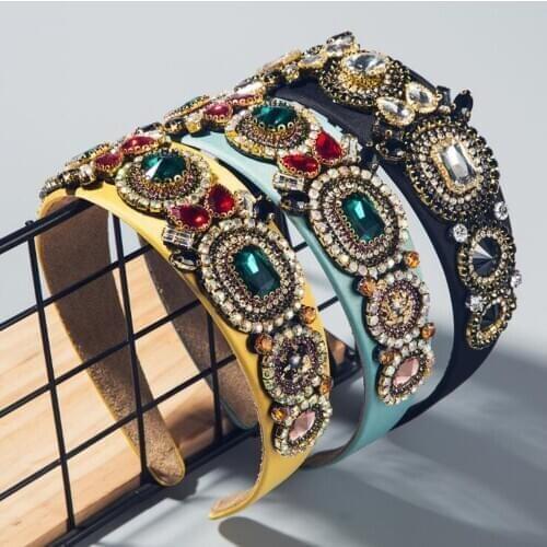 New Fashion Women Baroque Hairband Luxurious Handmade Rhinestone Headband Shining Zircon Hair Accessories Noble Headwear Adult