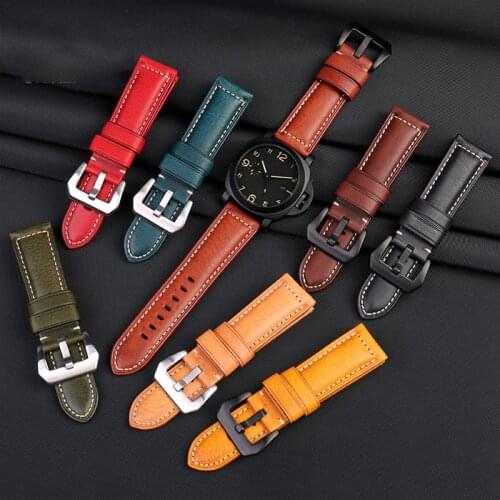 Talian Leather watchband for panahai Leather Wristband Retro Leather watch strap for mens watch pam111441 22 24 26mm Pin buckle