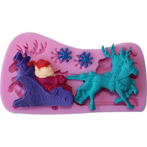 Santa Claus Sleigh Moose Silicone Cake Mold C015