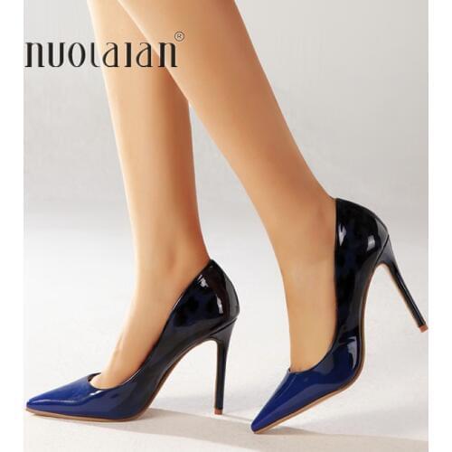 New fashion woman shoes patent leather party wedding shoes big size 35-42 sexy pointed toe female high heels pumps women shoes