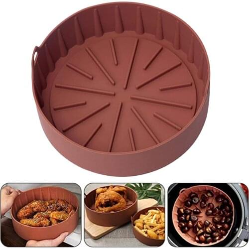 Air Fryer Pot Thickened Silicone Grill Pan Barbecue Plate Electric Oven Accessories Heating Cake Pizza Bread Baking Tray