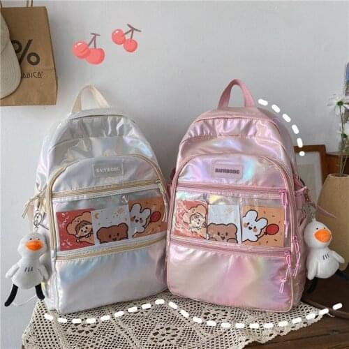 Women Backpack Kawaii Cute High Capacity Cartoon Pattern Multi-pocket School Bags For Girls Mochila