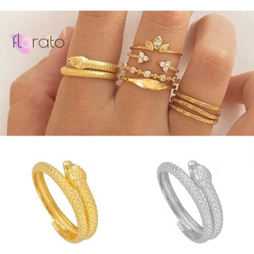 1 Piece 925 Sterling Silver Snake Ring Personality Punk Opening Adjustable Ring Animal Finger Ring for Women Party Jewelry Gift