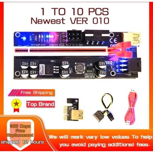 1-10PCS Riser 010 PCIE Riser VER010S GPU Riser PCI Express X16 Extender USB 3.0 Cable For Video Card PCI-E Riser Card For Mining