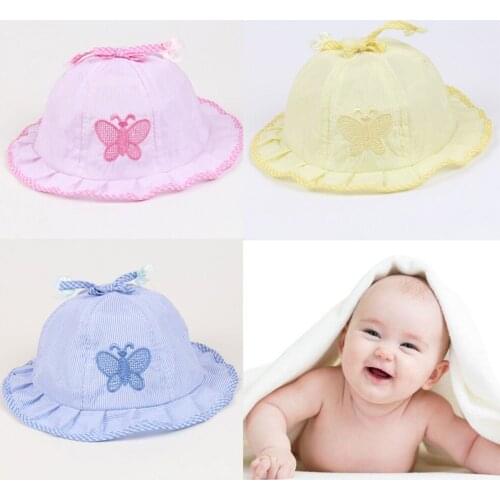 1PC baby hat girl striped butterfly pot hat for 3 to 12 months baby child girl girl toddler sun hat summer flower bow style
