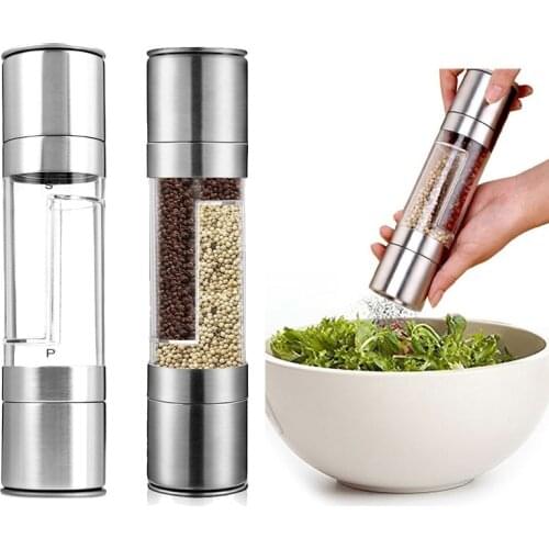 2 in 1 abrader seasoning grinding stainless steel manual pepper grinder salt pepper grinder kitchen tool cooking accessories