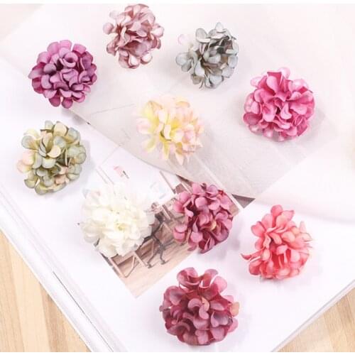 30pcs/lot Artificial Flowers Silk Rose Flower Heads Hydrangea Wedding Christmas Home Decoration Wreath DIY Candy Box Accessories