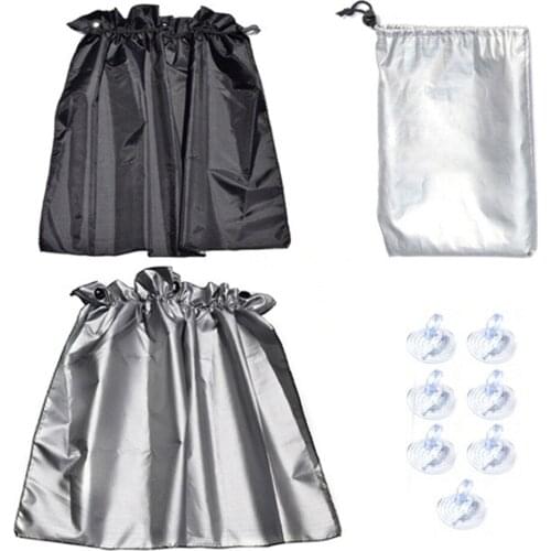 4 Pcs Auto Shade Car Block Curtains Rear Side Window Curtain Suction Cup With Storage Bag Car Curtain Windshield Sunshade