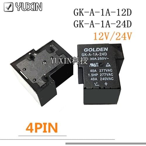 5pcs/lot 100%Original New Power RelayGK-A-1A-24D 24V GK-A-1A-12D 12VDC GK A 1A 24D GK-A-1A 24D 4PINS 30A 24VDC 12V