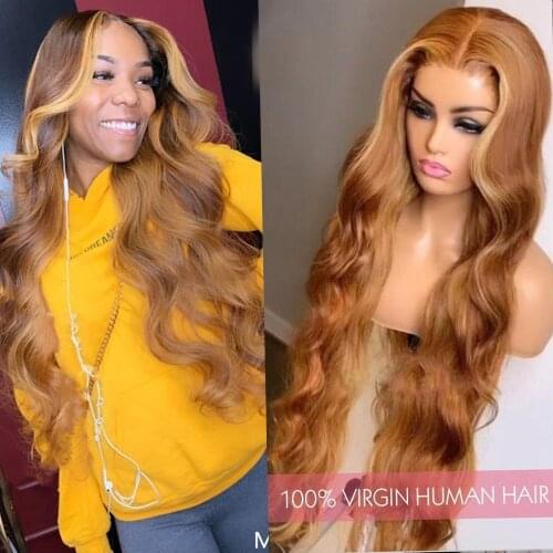 Ambition Remy Human Hair Lace Front Wigs Pre plucked Highlight Lace Frontal Wigs Loose Wave Lace Human Hair Wigs Bleached Knots