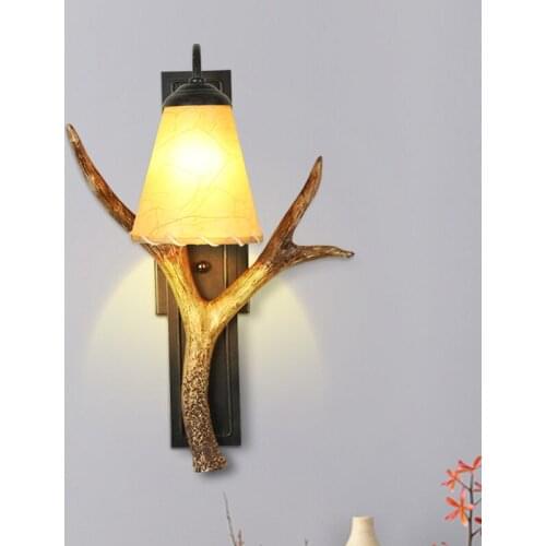 American Country Retro Tree Light Parchment Lampshade Foyer Study Dining Room Bedside Wall Lamp Cafe Villa Corrider Aisle Light