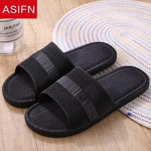 ASIFN Summer Bathroom Slippers for Men Women Casual Flip Flops Hotel Gym Non-slip Slides Indoor Home Sandals Simple Man Shoes
