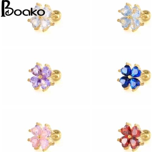 BOAKO Love Zircon 1pcs 925 Sterling Silver Earrings For Women Stud Earrings Vintage Jewelry Ear Piercing Mom Gift 2021 Trend
