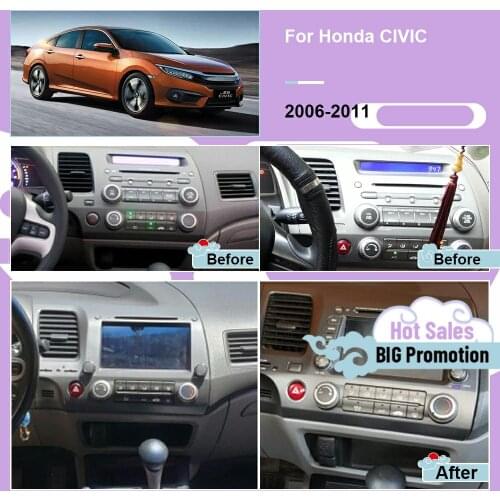 Carplay Multimedia Stereo Android 10 Player For Honda CIVIC 2006 2007 2008 2009 2010 2011 GPS BT Audio Radio Receiver Head Unit