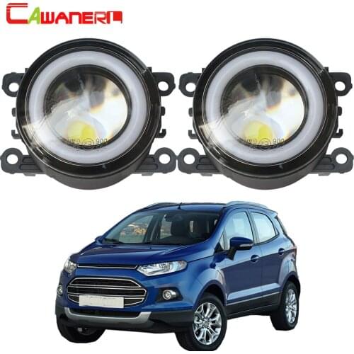 Cawanerl For Ford EcoSport Car 3000LM LED Fog Light COB Angel Eye DRL Daytime Running Lamp H11 30W 12V 2013 2014 2015 2016