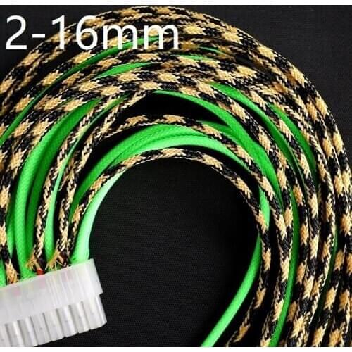 Black Yellow PET Braided Wire Sleeve 2 4 6 8 10 12 16mm Tight High Density Insulated Cable Protection Expandable Sheath Colorful