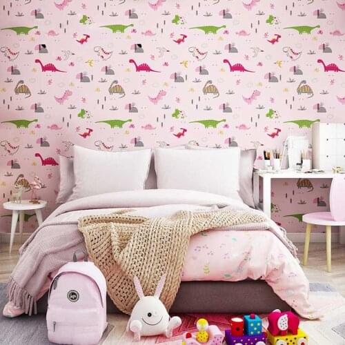 Cartoon Children Jurassic Dinosaur Wall Papers Home Decor Nordic Kids Boy Girls Room Decoration Wallpapers Roll Contact Paper