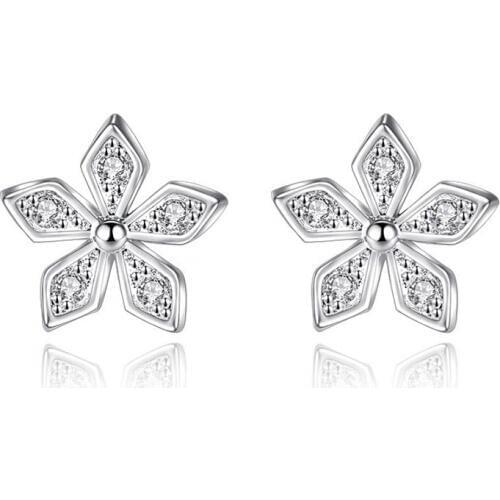 Exquisite Tiny Flower Stud Earrings Zirconia Crystal Earrings Fashion Party Jewelry Accessories Gifts for Women brincos
