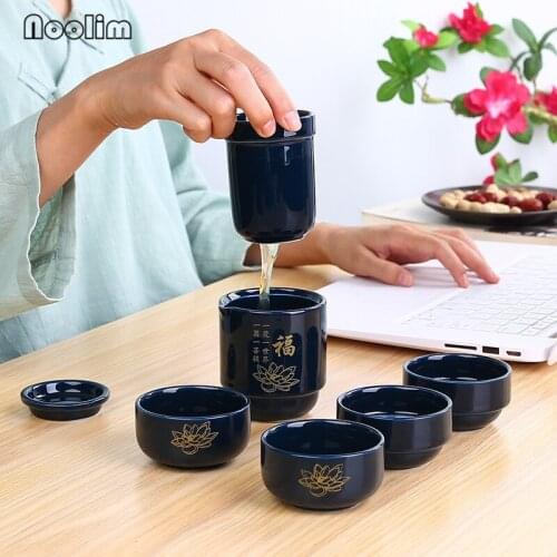 Ceramic High Quality Travel Portable Tea Set Including 1 Pot + 4 Cups with Bag Porcelain Teacups Kettle Outdoor Chinese Teaware