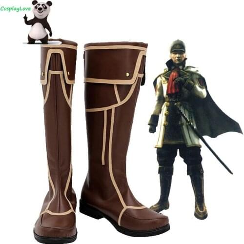 Final Fantasy Type-0 Cid Aulstyne Brown Cosplay Shoes Long Boots Leather CosplayLove For Halloween Christmas