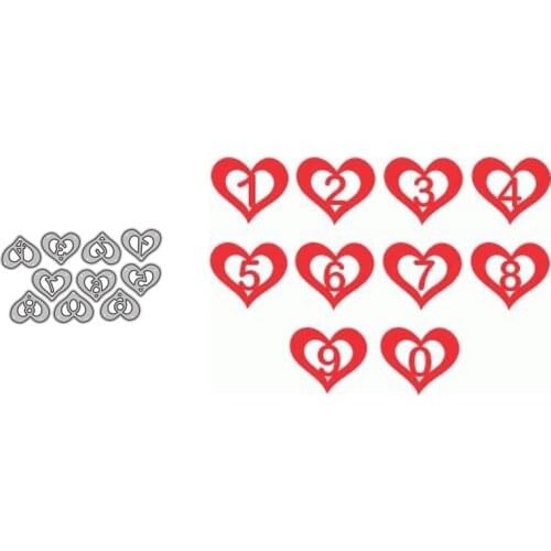 Metal Cutting Dies Digital Heart Scrapbook Carving Paper Card Stamping Mold New Diy 2021