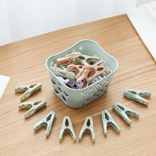 30pcs Multi-function Clothes Clip Plastic Storage Basket Hanger Racks Underwear Socks Clothes Peg Clips Windproof Folder
