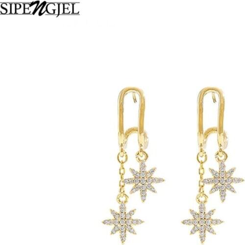 Fashion Cubic Zircnonia Stars Gold Earrings Cute Tassel Stud Earrings For Women Fashion Wedding jewelry 2020
