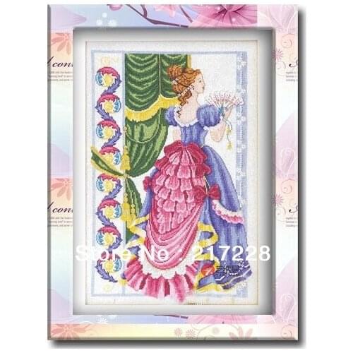 14CT Cross Stitch Sets Victorian Lady 39*56cm FREE shipping CS-071WM