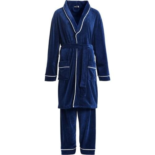 Oversize Nightgown Thick Men Robe Winter New Flannel Sleepwear Kimono Bathrobe Gown Soft Coral Fleece Nightwear Home Clothes