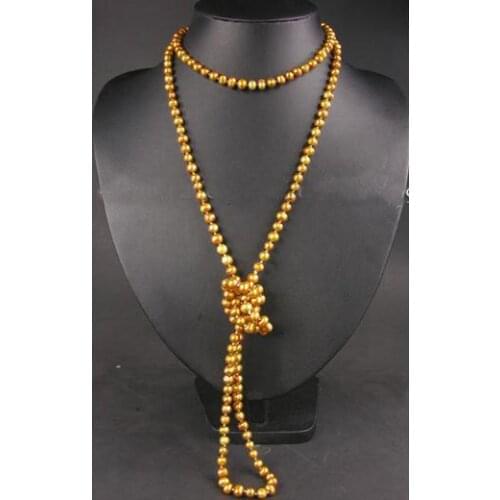 New Favorite Pearl Necklace 58inches Long 6-7mm Bronze Cultured Freshwater Pearl Women Jewelry Handmade Birthday Party Gift