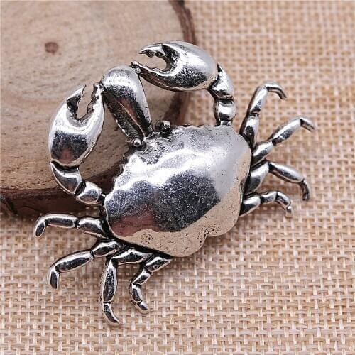 1pcs 38x54mm Charms Crab Tibetan Silver Color Metal Zinc Alloy Charms DIY Jewelry Accessories Jewelry Findings