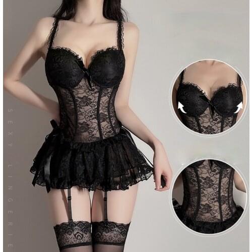 Sexy lingerie for women sexy lace dress kirt gather steel support suspender skirtSlim waistcoat Princess dress Dresses for women