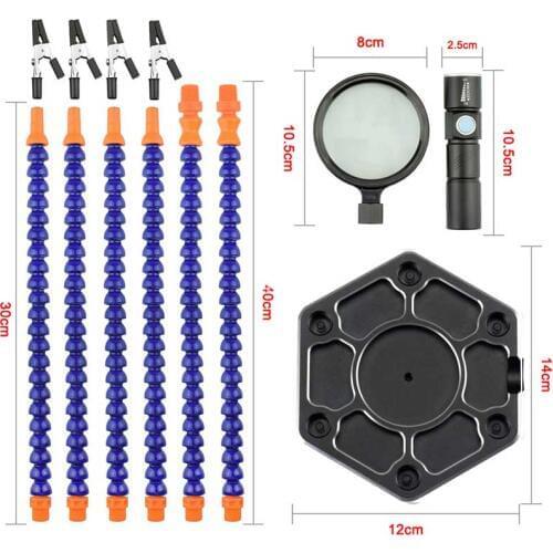 Maintenance bench with lamp welding bench Six-Claw worktable Magnifier lamp PCB auxiliary welding bench six-claw welding bench