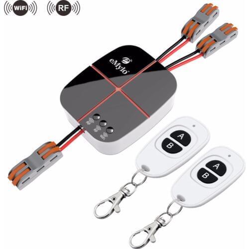 EMylo Smart Wifi Relay Switches Wireless 433Mhz RF Remote Control Compatible with Alexa, Google Home AC 90V-250V 2 Channels