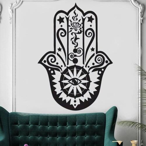 Palm Lotus Wall Stickers Hand Vinyl Religion Yoga Gym Palm Shaped Decoration PVC Decals Home Decor for Yoga Room Bedroom DW10508