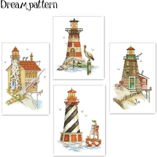 Lighthouse cross stitch bird sea package 18ct 14ct 11ct cloth cotton thread embroidery DIY handmade needlework
